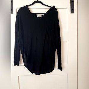 Carly Jean Los Angeles black Henley hoodie